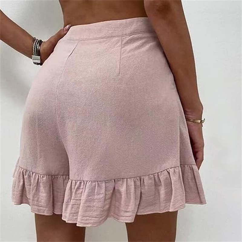 Loose Fit Ruffled Waist Shorts