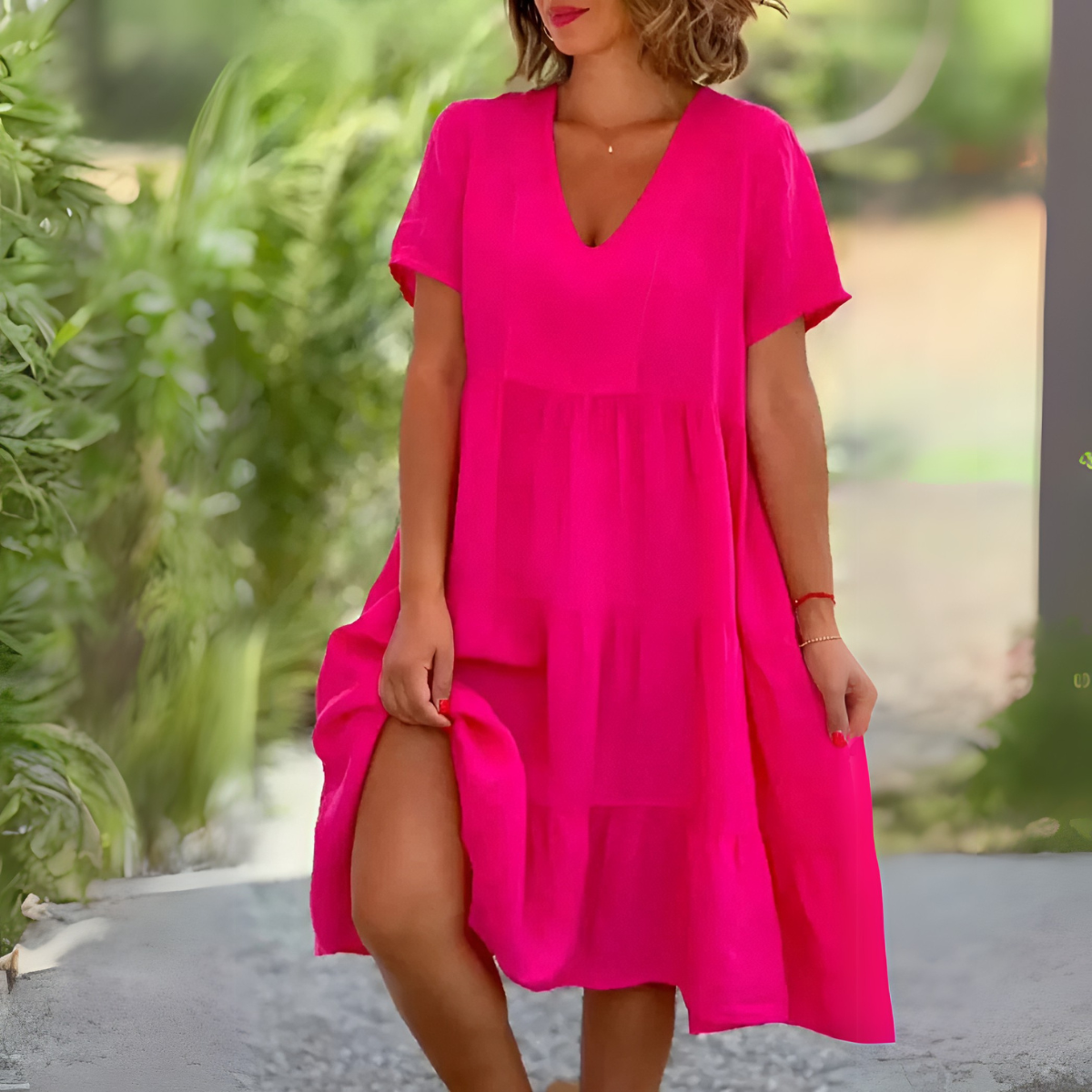 Elegant V Neck Summer Dress - Luxivelle