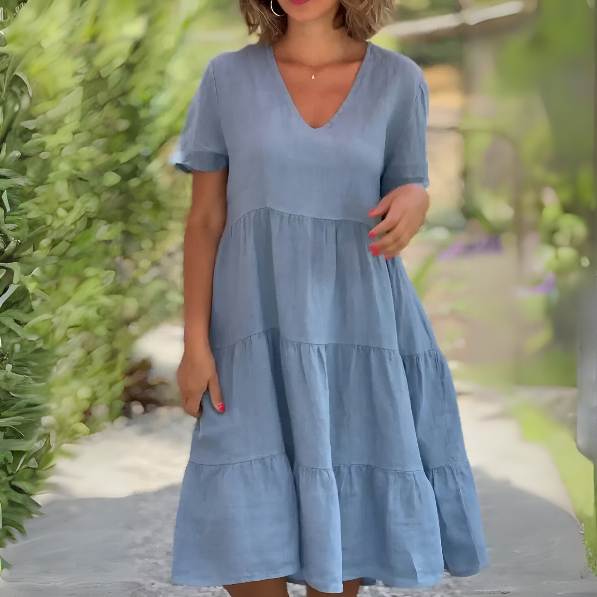 Elegant V Neck Summer Dress