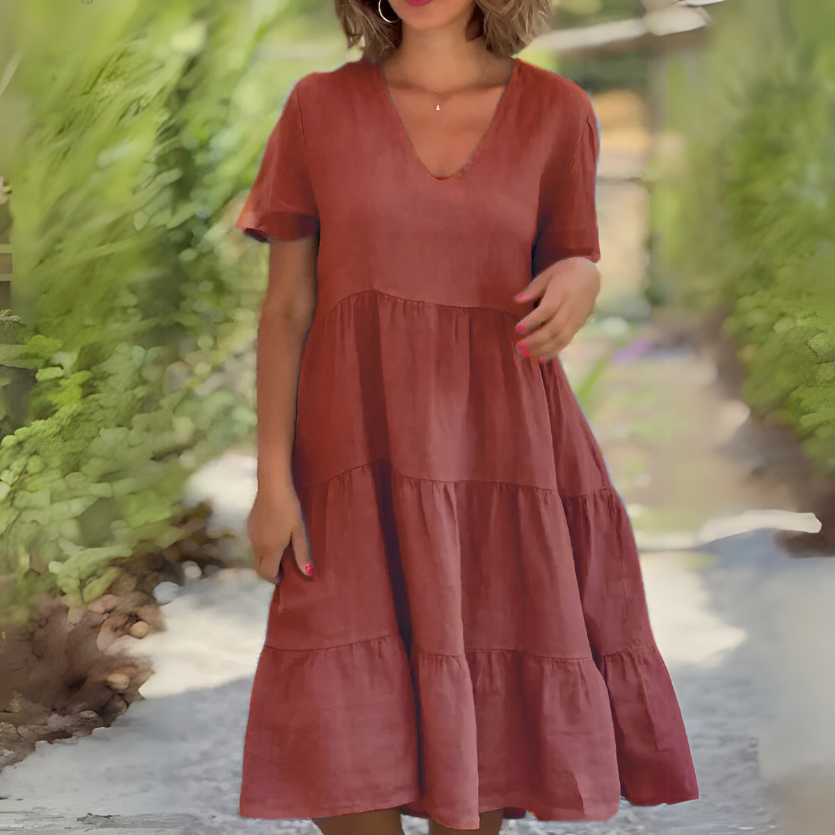 Elegant V Neck Summer Dress