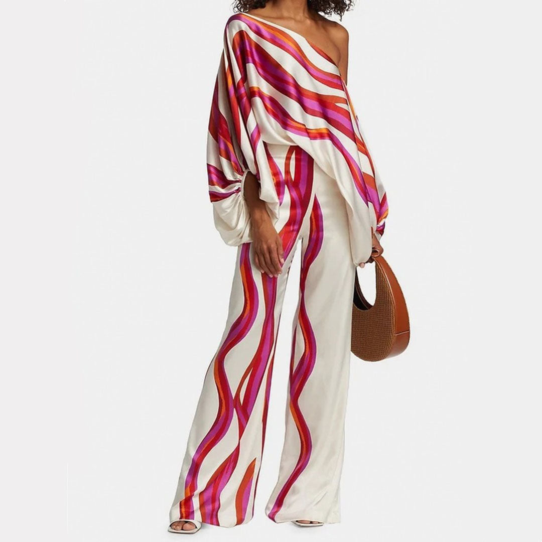 Claire | Women's Two-Piece Summer Set with Off-Shoulder Lantern Sleeves-1