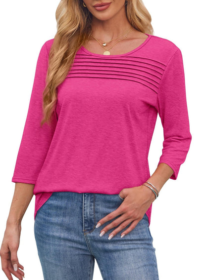 Sofia | Pleated Blouse - 3/4 Sleeve V-Neck Dressy Casual Top 1