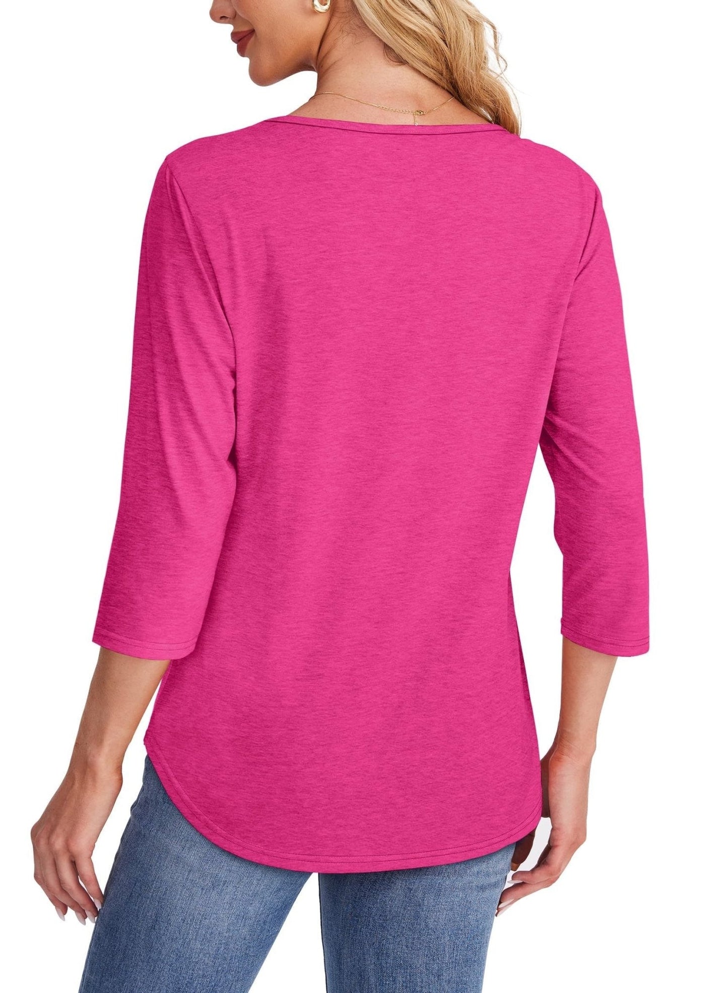 Sofia | Pleated Blouse - 3/4 Sleeve V-Neck Dressy Casual Top 4