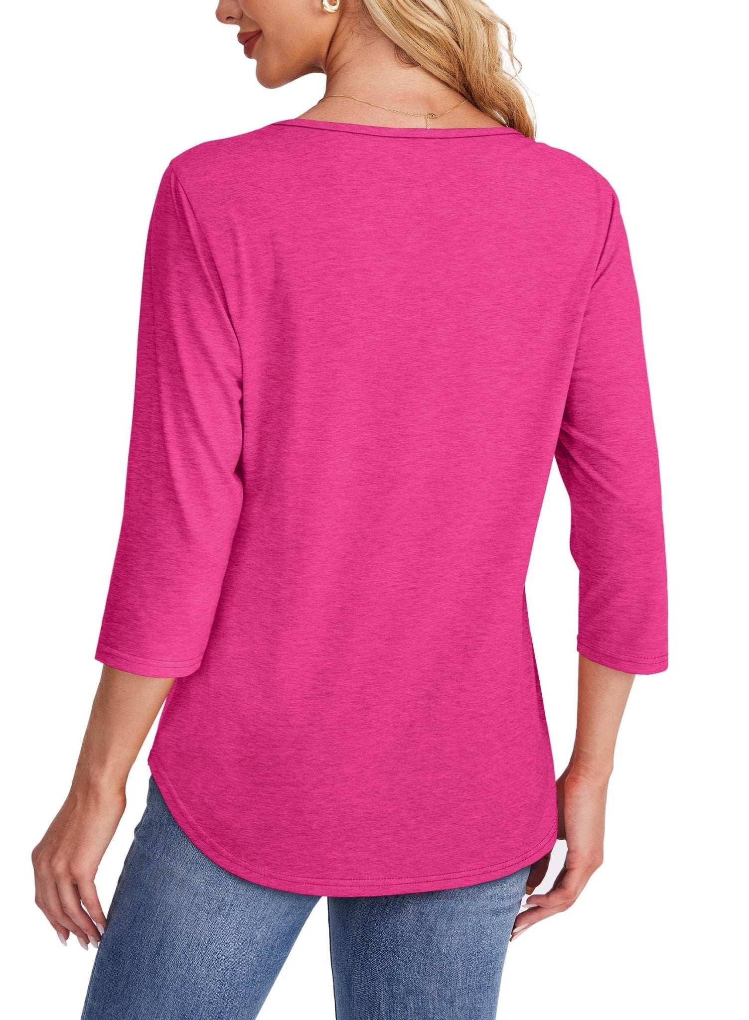 Sofia | Pleated Blouse - 3/4 Sleeve V-Neck Dressy Casual Top 4