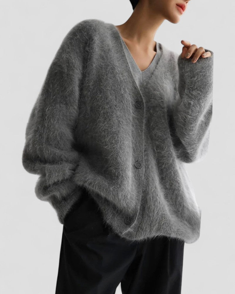 Fuzzy Knitted Button Up Cardigan 2