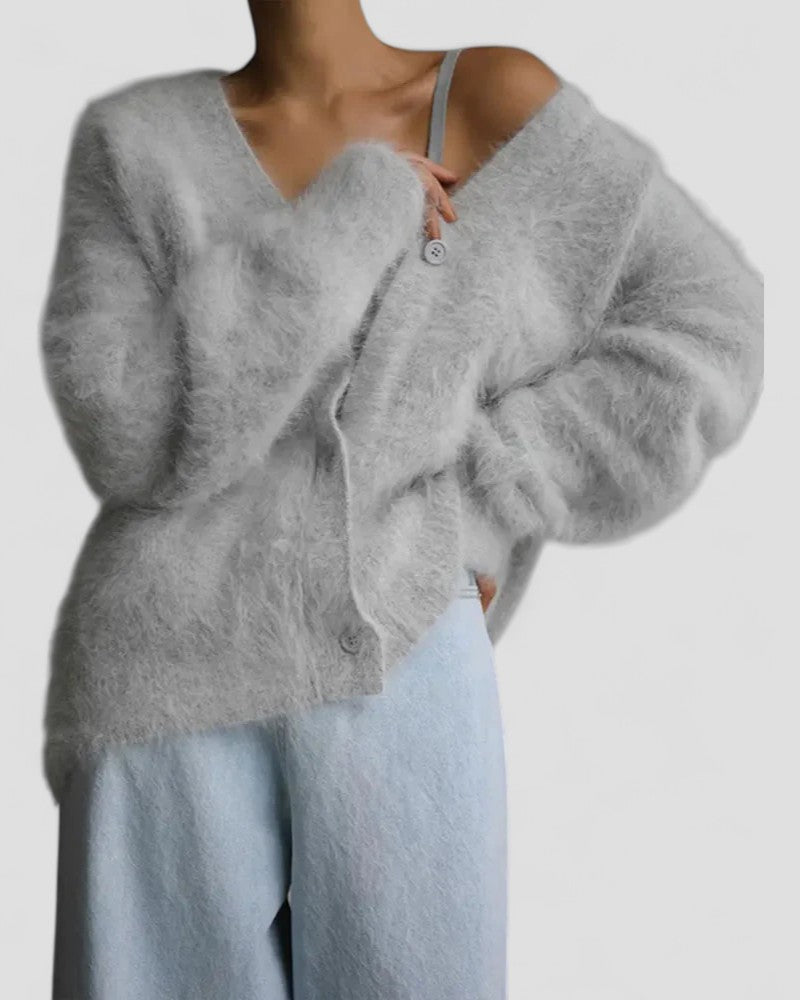 Fuzzy Knitted Button Up Cardigan 3