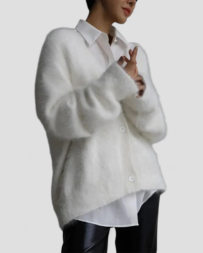 Fuzzy Knitted Button Up Cardigan 4