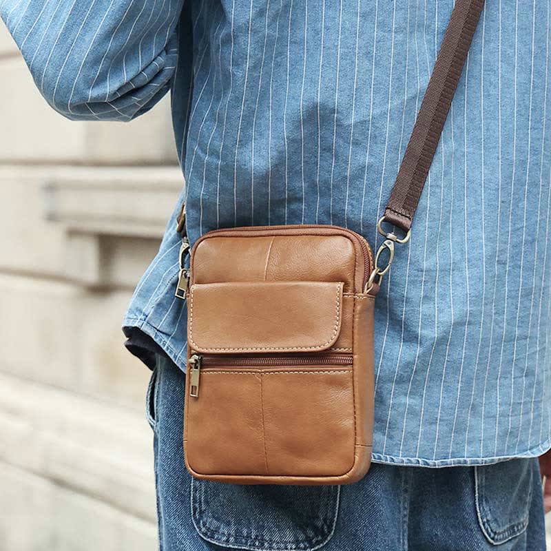 Small Real Leather Crossbody Bag for Men - Luxivelle