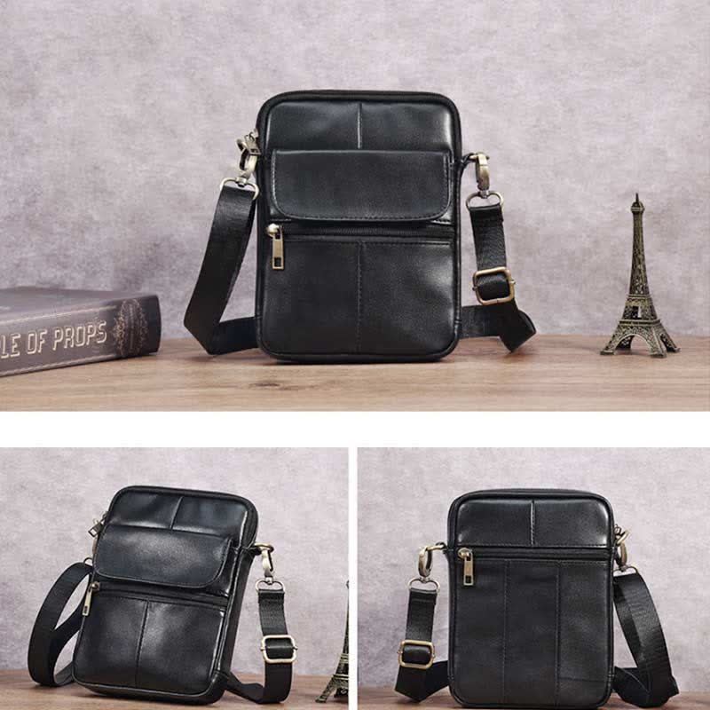 Small Real Leather Crossbody Bag for Men