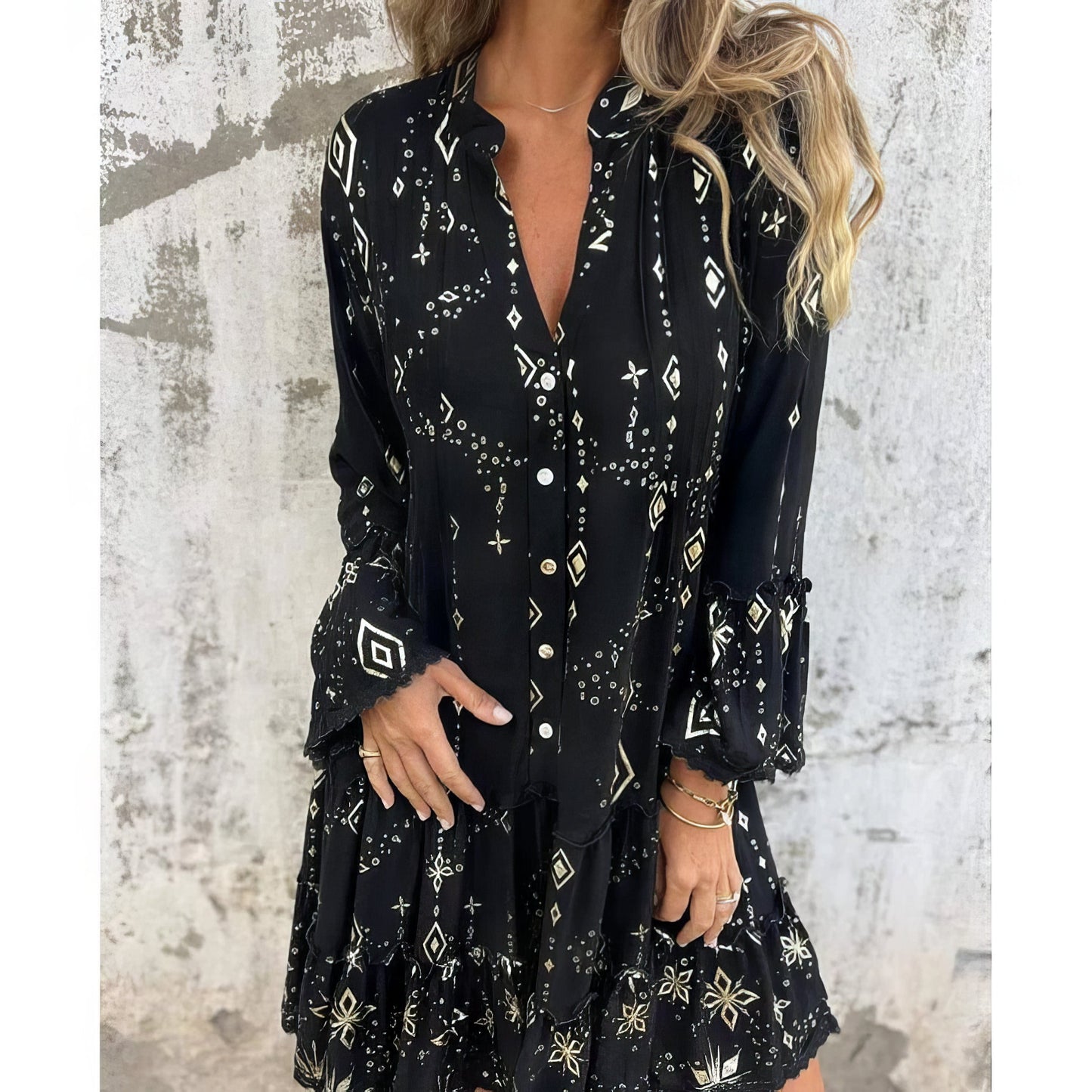 Chic Gold Midi Dress for Women Summer Wedding Guest