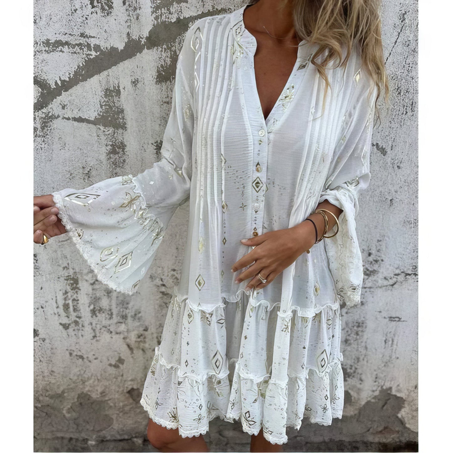 Chic Gold Midi Dress for Women Summer Wedding Guest