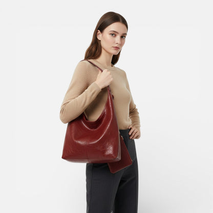 Ladies Genuine Leather Handbag Tote Set