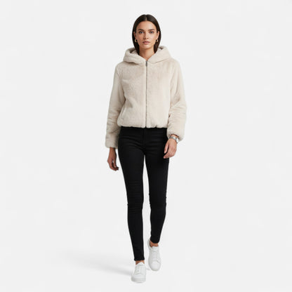 Women's Oversized Plush Faux Fur Hooded Coat