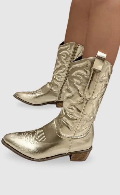 Fashionable Embroidered Ankle Cowboy Boots