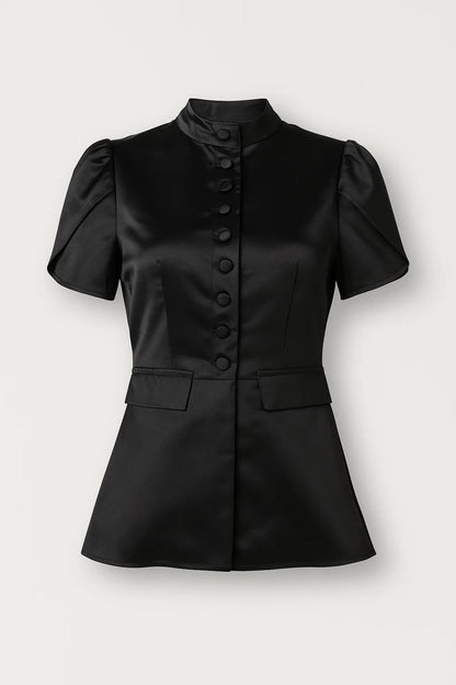 Classic Fit Blouse with High Collar
