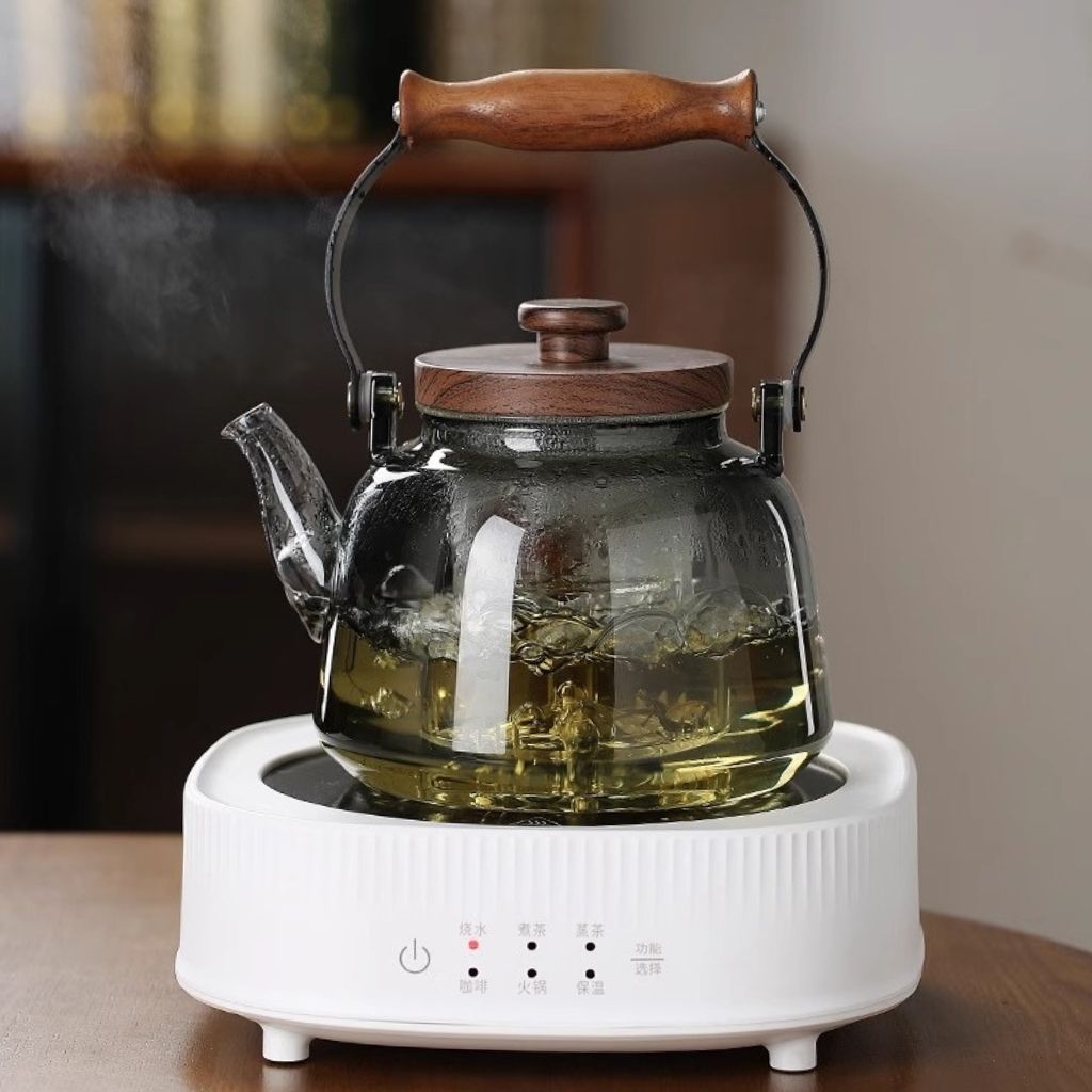 Large Clear Tea Infuser Pot with Wood Grip