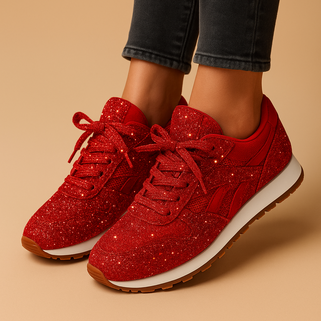 Stylish women’s glitter sneakers with sequins in silver, gold, and black, perfect for casual wear or festive occasions.