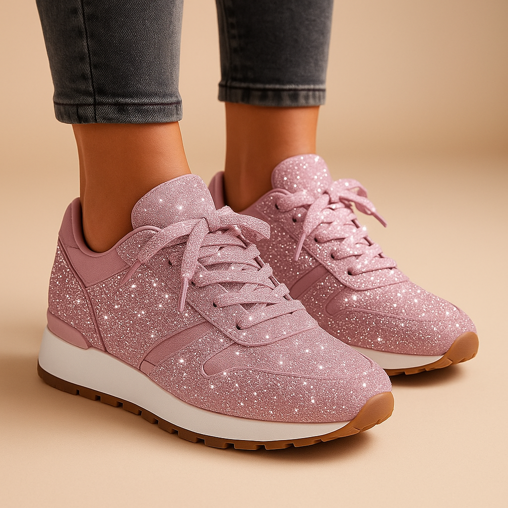 Stylish women’s glitter sneakers with sequins in silver, gold, and black, perfect for casual wear or festive occasions.