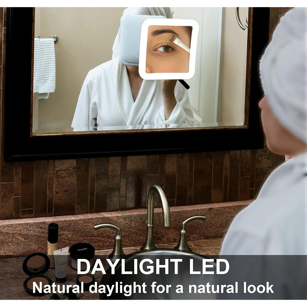 Compact LED Travel Makeup Mirror with Suction Cup