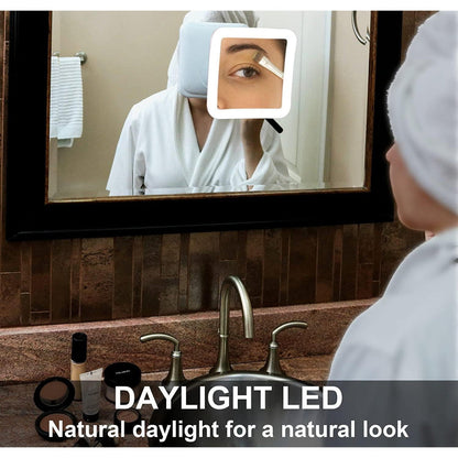 Compact LED Travel Makeup Mirror with Suction Cup
