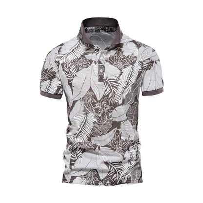 Lightweight Mens Breathable Floral Polo Shirt