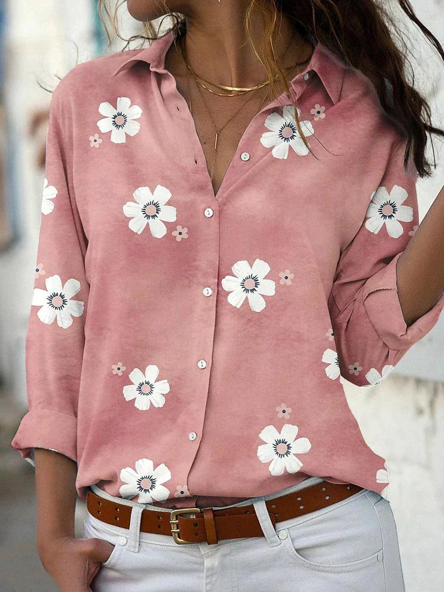 Pretty Flower Pattern Women's Blouse - Luxivelle