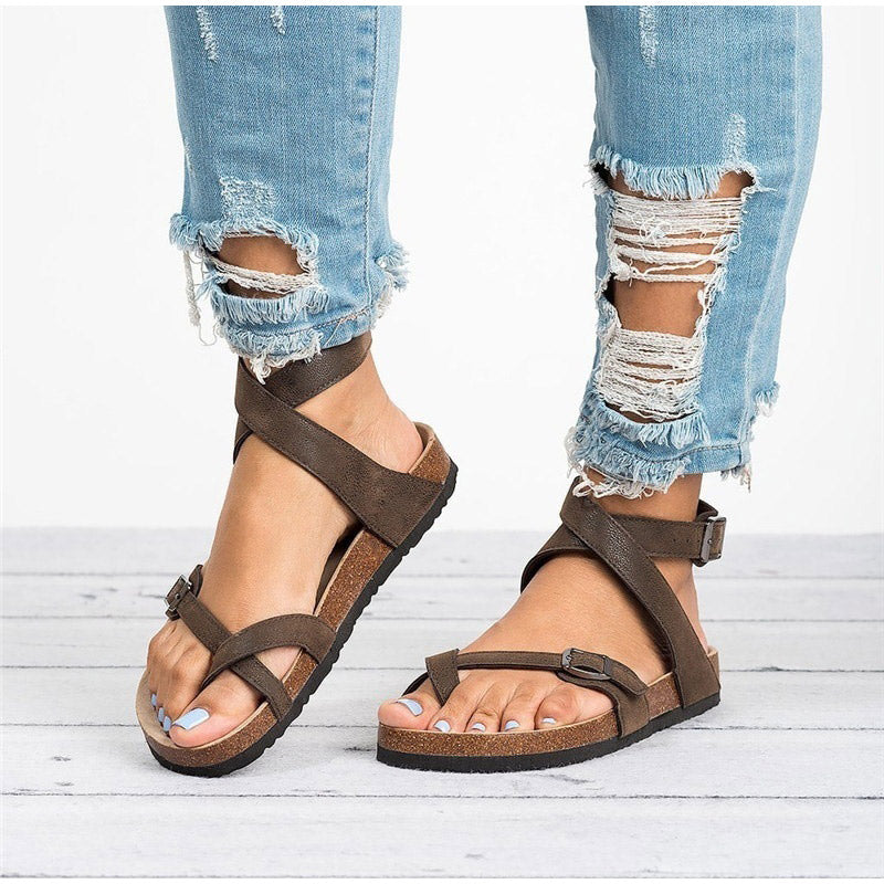 Ladies Buckle Ankle Strap Summer Sandals