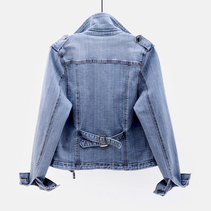 Blue Vintage Bike Leather Jacket