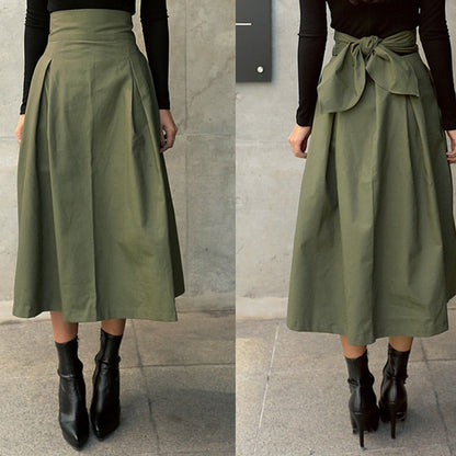 Classic Fit Women's Midi Skirt with Flared Hem