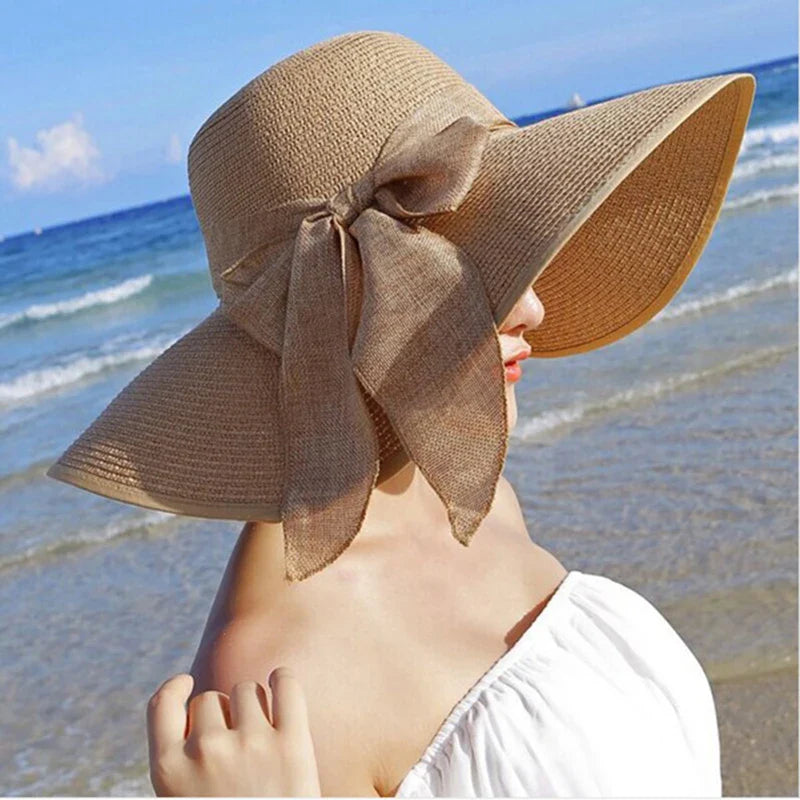 Sunny | Wide Brim Straw Hat for Women - Elegant Beach Hat with Bowknot Design-2