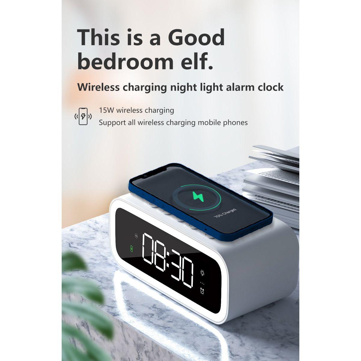 Smart Dual Alarm Clock with Wireless Charging Pad