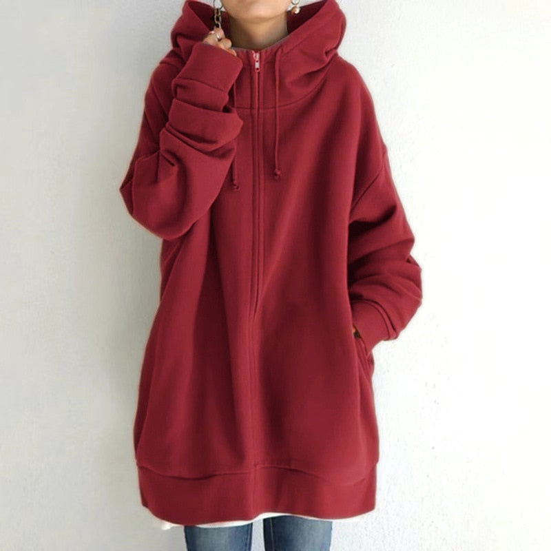 Large Warm Hooded Sweatshirt for Ladies