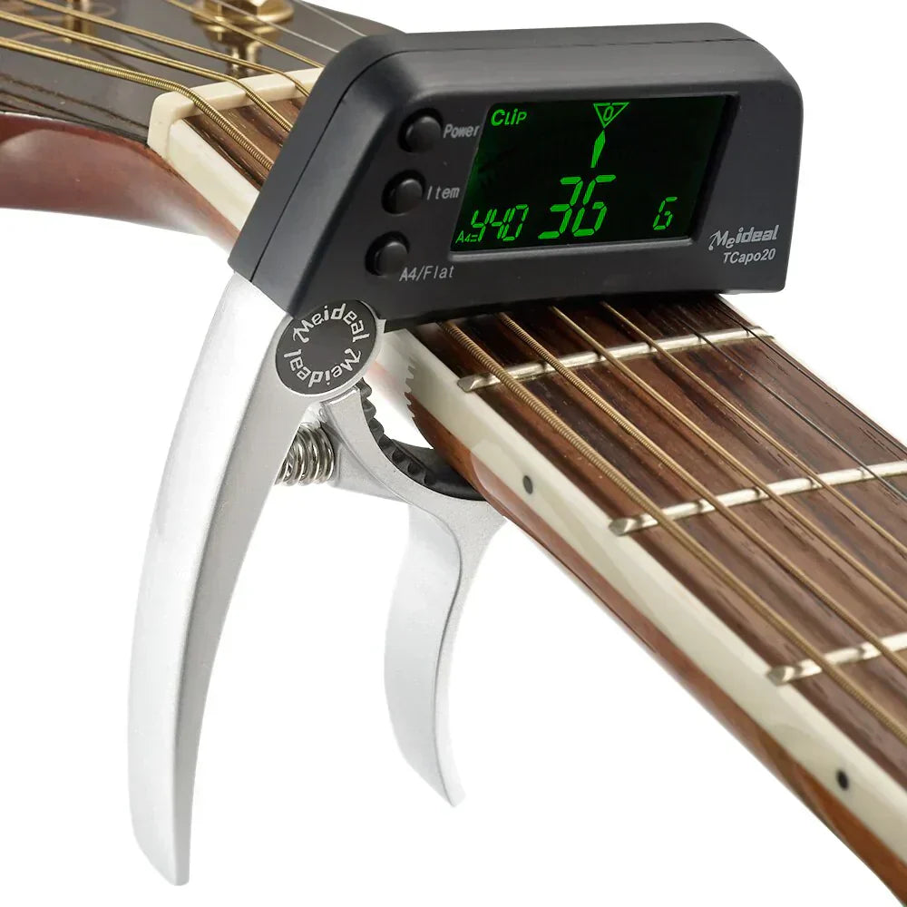 Compact Clip-On Guitar Tuner and Capo Set