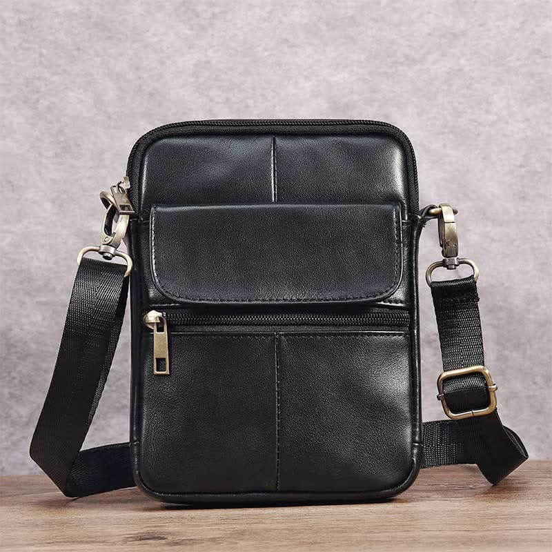 Small Real Leather Crossbody Bag for Men