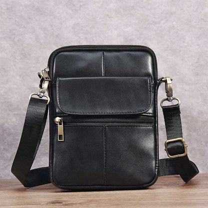 Small Real Leather Crossbody Bag for Men
