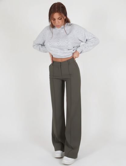 Classic Fit Women's Straight Leg Pants with Crease Detail