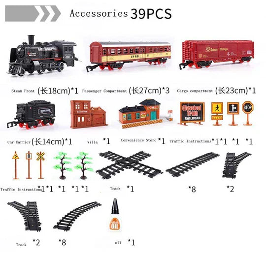 Ultimate 39-Piece Electric Train Set with Smoke and Lights