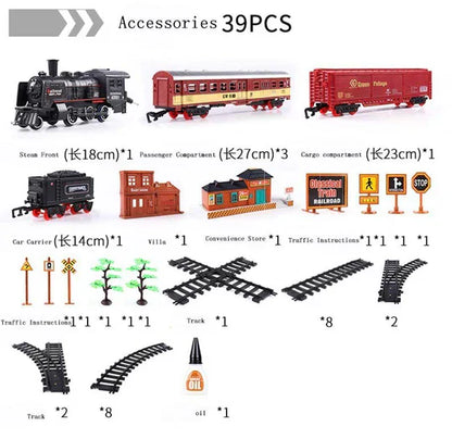 Ultimate 39-Piece Electric Train Set with Smoke and Lights