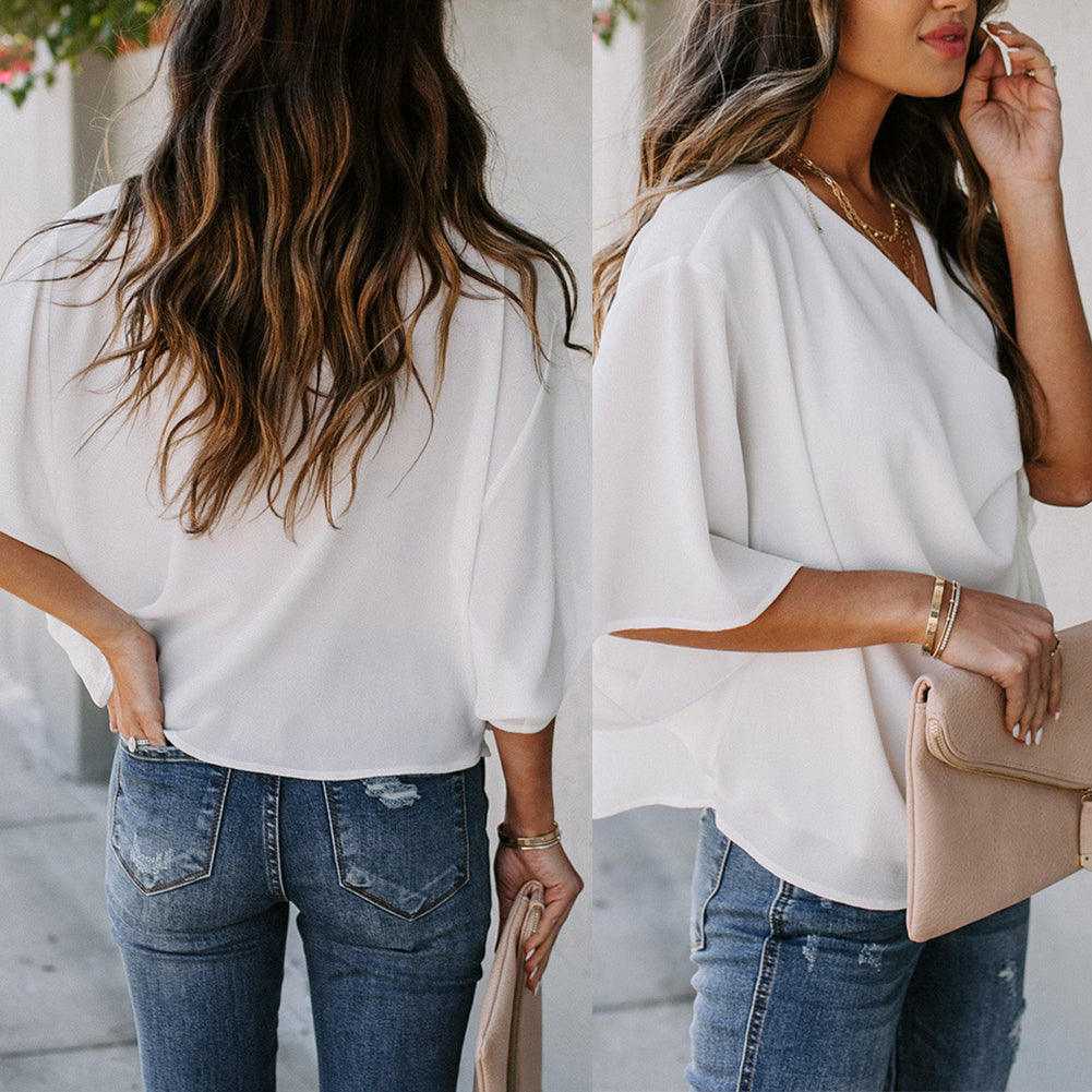 Women's Flowy Bell Sleeve Casual Top