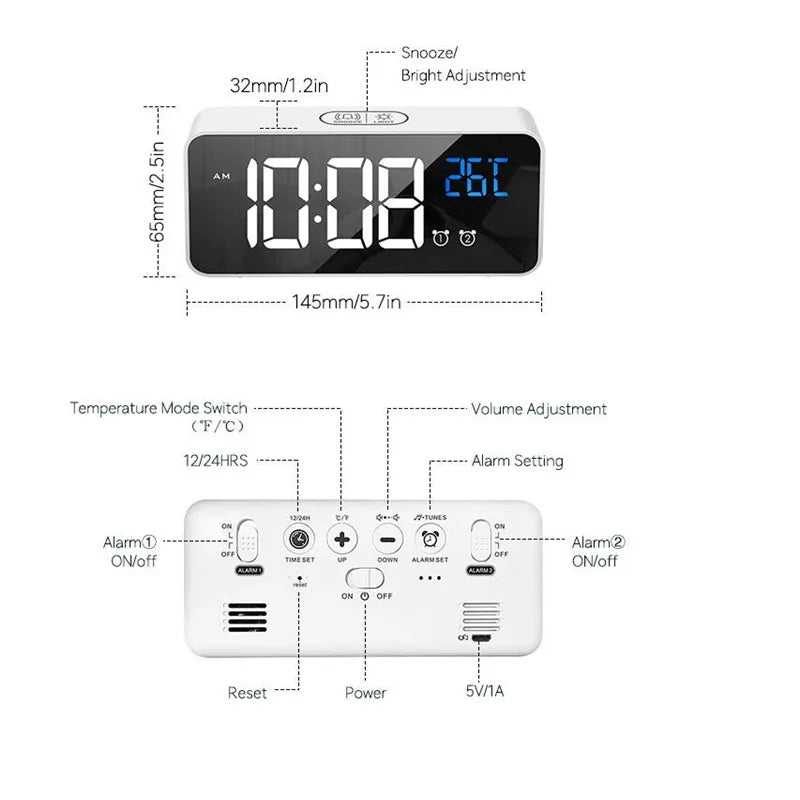 Smart LED Digital Clock with Music and Voice Assistant