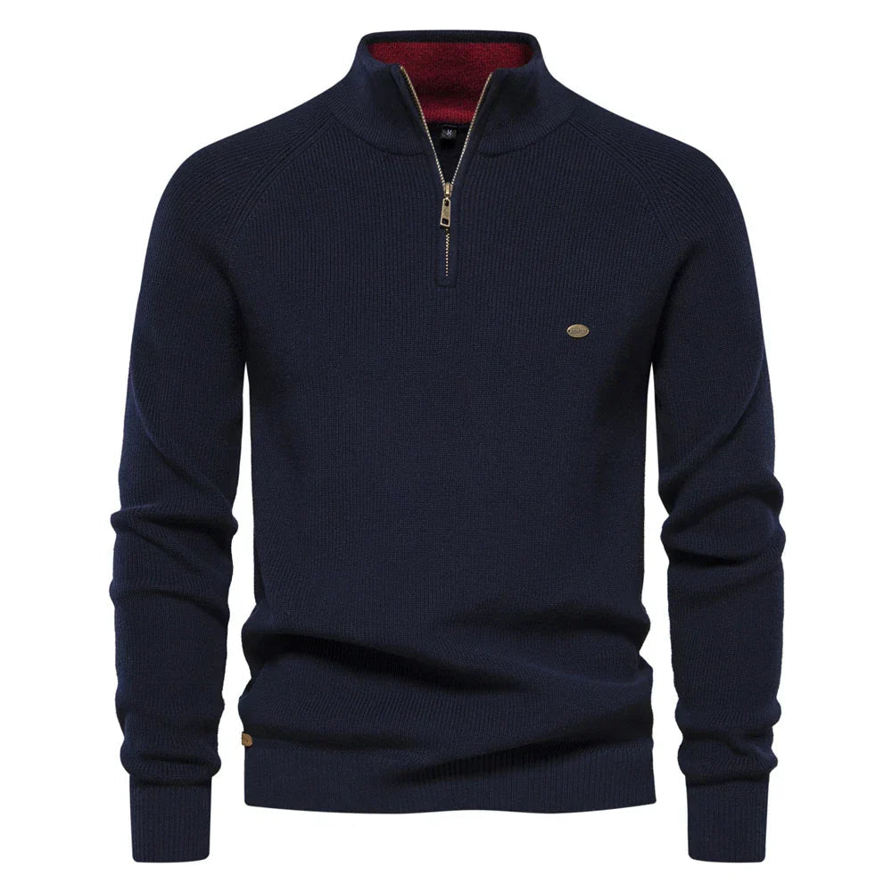 Half Zip Sweater- Breathable Blend And Adjustable Neckline 0