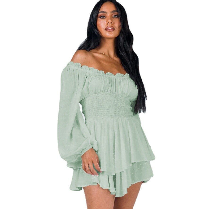 Jennifer | Ruffled Puff Sleeve Shoulder Dress