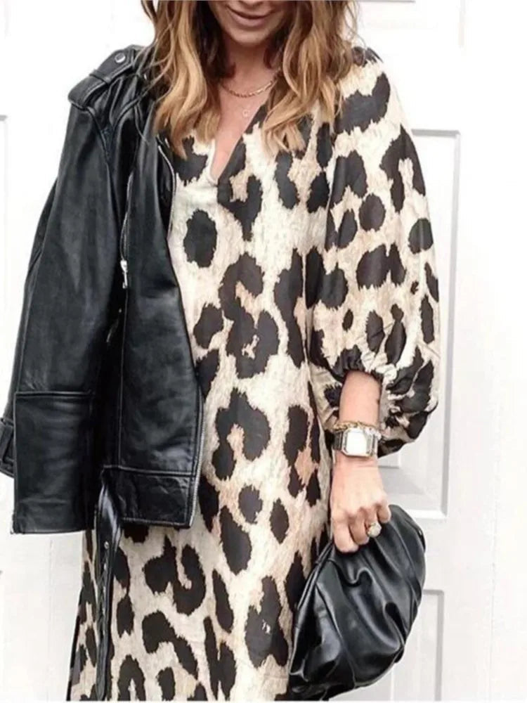 Wildlife Print Knee Length Ladies Dress