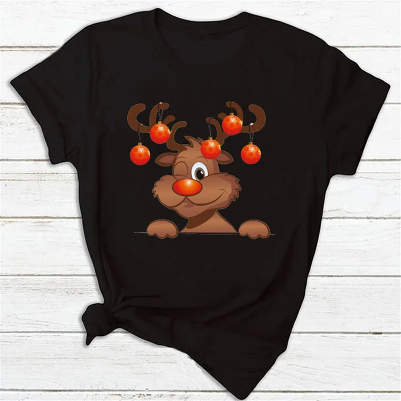 Ladies Christmas Reindeer Tee Shirt