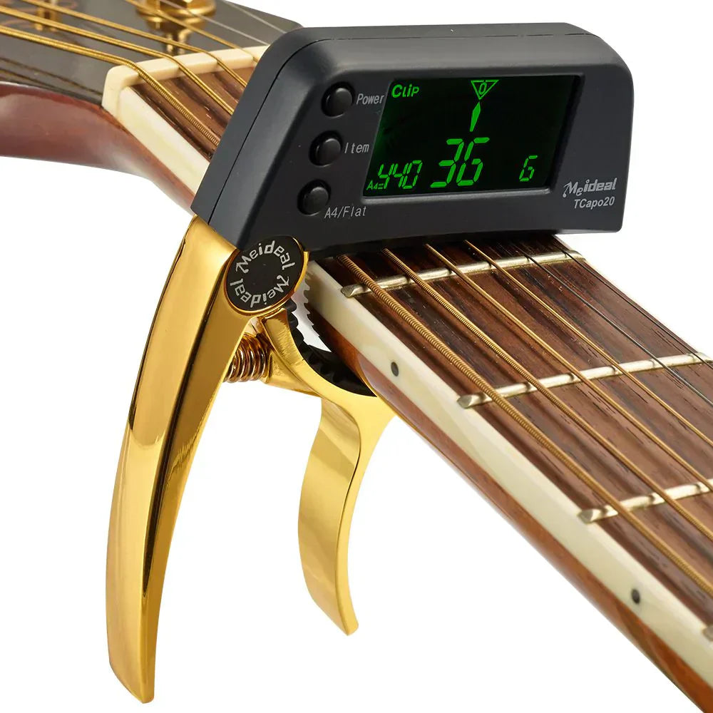 Compact Clip-On Guitar Tuner and Capo Set