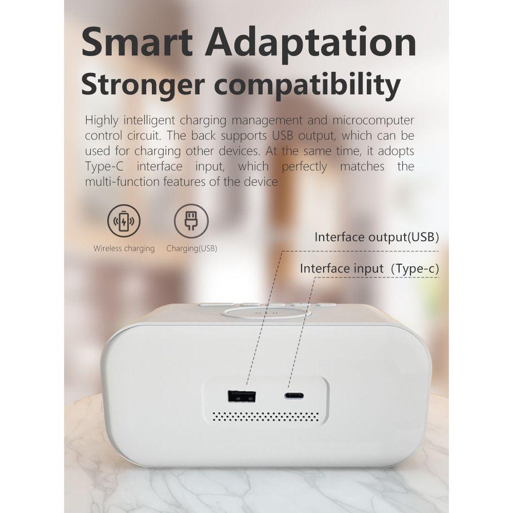 Compact Dual Alarm Clock with Wireless Charging & LED Display