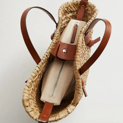 Natural Woven Beach Tote Bag