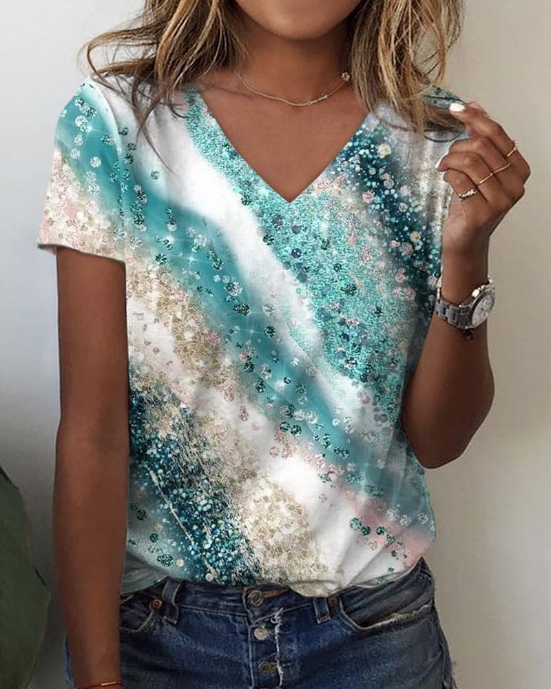 Kristin | Chic Gradient V Neck Top