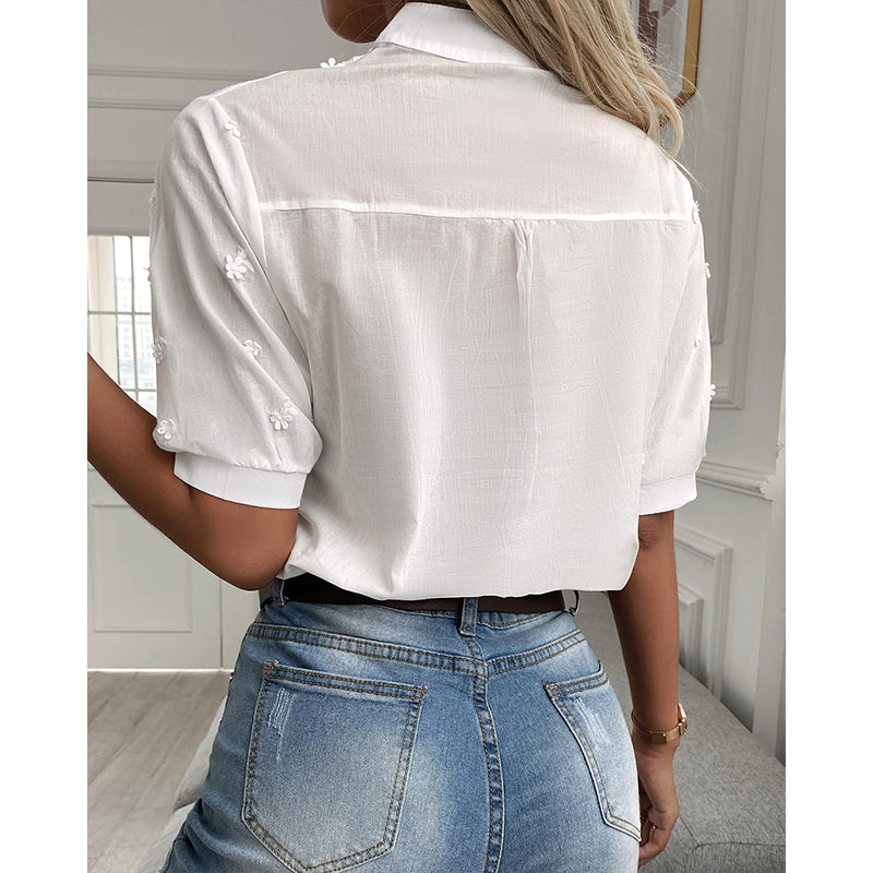 Christina | Elegant Floral Embroidered Blouse