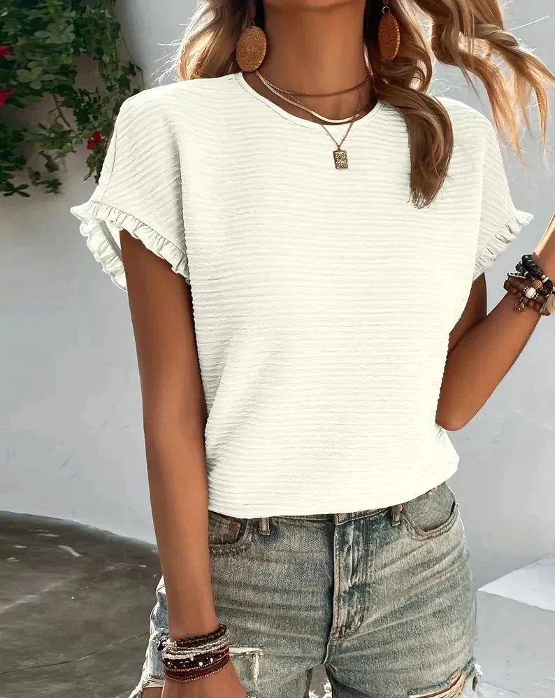Karin | Ruffle Sleeve Textured Top